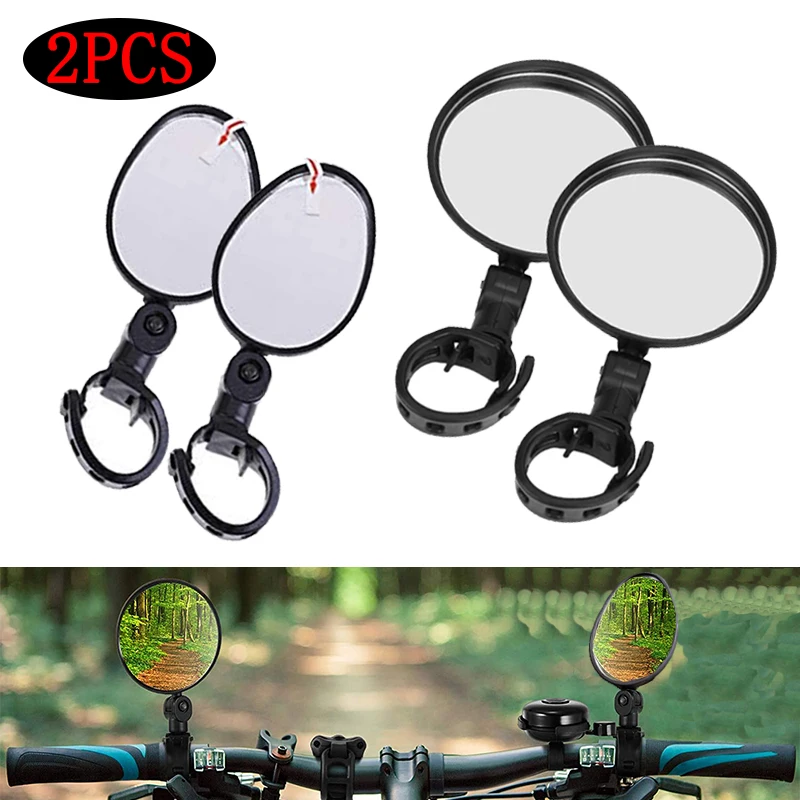 2PCS 360 Rotation Adjustable Rearview Mirror Mount for Motorcycle Bicycle Handlebar Round Oval Mirror Universal Moto Accessories