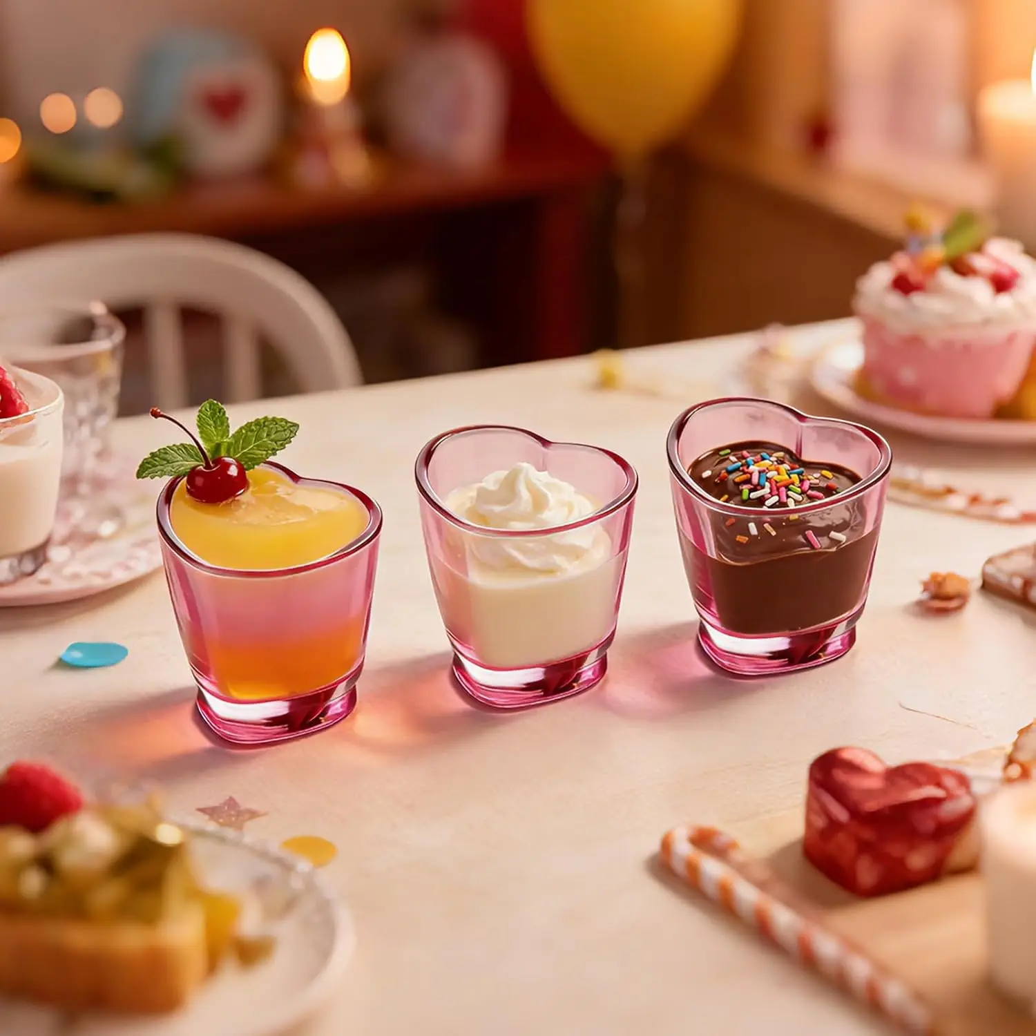 6Pcs Heart Shaped Shot Acrylic Material Set Mini Shot Glasses Tequila Heart Cup For Whiskey Party