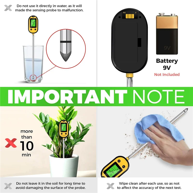 

5-In-1 Soil Moisture Meter, Environment Illumination/Sunlight Intensity, Soil Temperature Value, Soil Moisture Content Durable