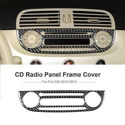 CD Radio Panel Frame Cover Trim For Fiat 500 2012 2013 2014 2015 Carbon Fiber Stickers Car Interior Decorative Accessories