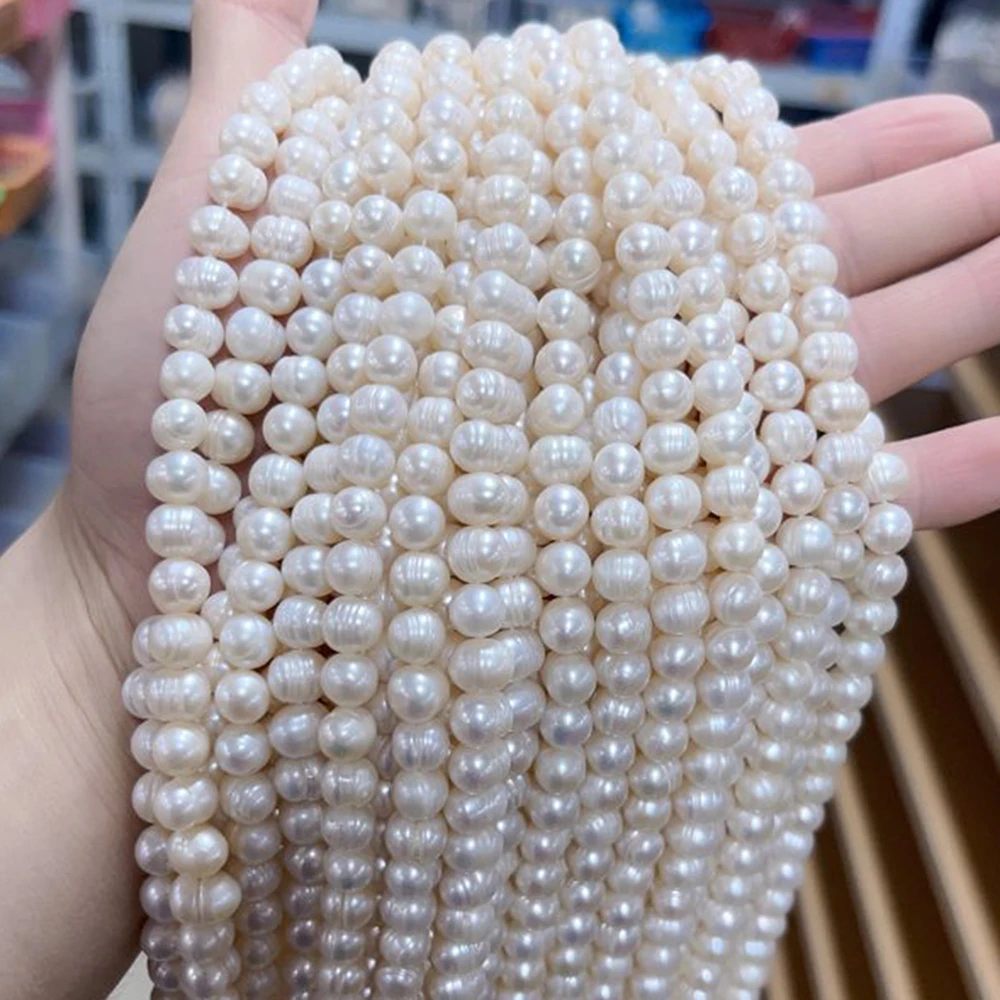 9-10mmAAA Lustrous Hot Sale Bread Round Factory Wholesale Natural Freshwater Pearl Women Jewelry Make DIY Necklace Bracelet Gift