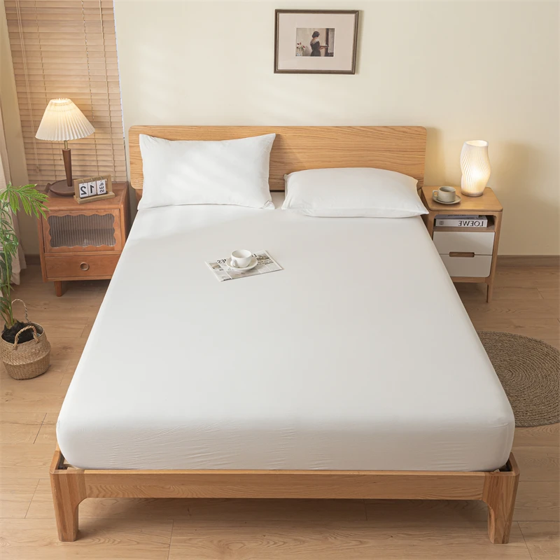القطن الخالص المجهزة ملاءات السرير غطاء قطعة واحدة القطن ملاءات السرير غطاء غبار شامل حامي المرتبة غطاء 2025 نموذج جديد عالمي لجميع الفصول #2