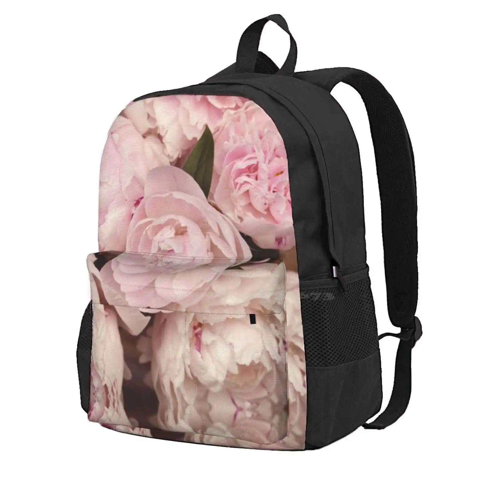 Pink Peony Flowers Hot Sale Schoolbag Backpack Fashion Bags Pink Peony Flowers Botanical Floral Blooms Delicate Summer Petals