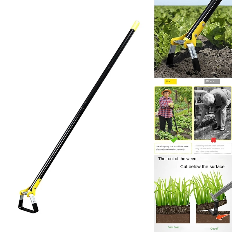 Action Hoe For Weeding Stirrup Hoe Tool For Garden Hula-Ho Scuffle Loop Hoe Garden Weeder Cultivator, Weeding Rake