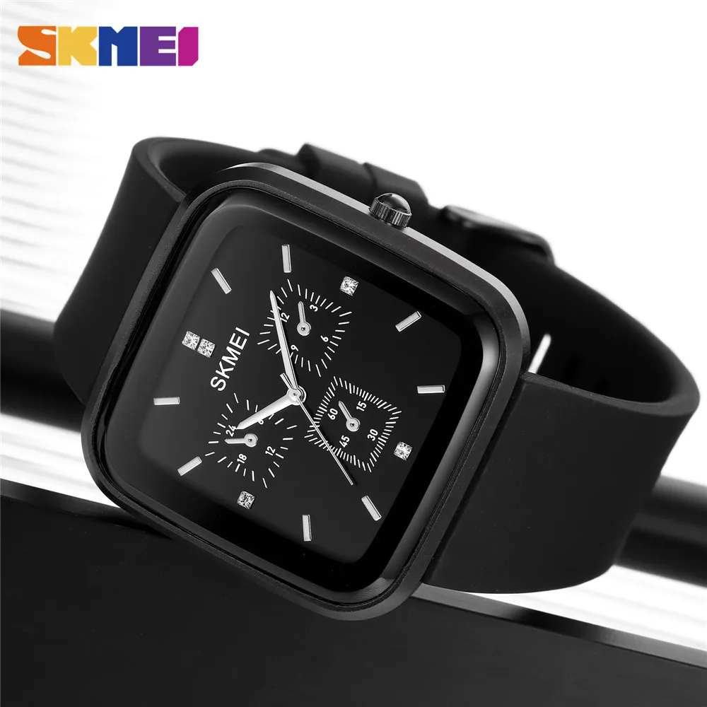 SKMEI relogio masculino ساعة العلامة التجارية الأعلى موضة ساعات رجالي عادية سيليكون حزام ساعة الرجال 3Bar مقاوم للماء كوارتز ساعات المعصم