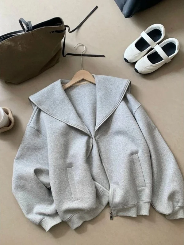

2026 New ey Korean Sle Lazy Ne Sweatirt Women's Loose Outerwear Cardigan Small Size Top Casual High Waist