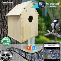 Smart Bird Cage Nest with WIFI Camera Outdoor Wireless Support Recording Motion Detection Natural Wooden House for Pet Parrot
