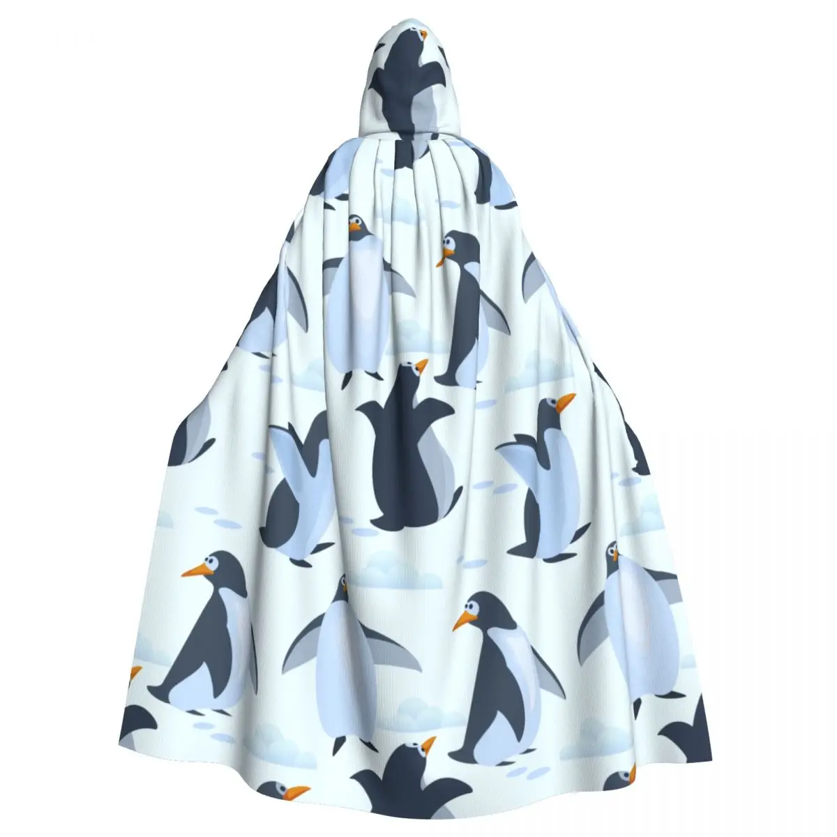 

Cute Penguins Adult Cloak Cape Hooded Medieval Costume Witch Wicca Vampire Elf Purim Carnival Party