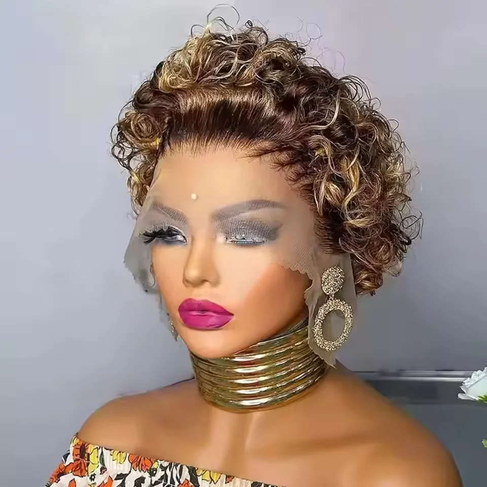 Hightlght 4/27 عابث قطع شعر مستعار أومبير العسل شقراء عميق مجعد الباروكات 13x1 HD الدانتيل الشفاف أمامي باروكة من شعر طبيعي برازيليا بوب شعر مستعار