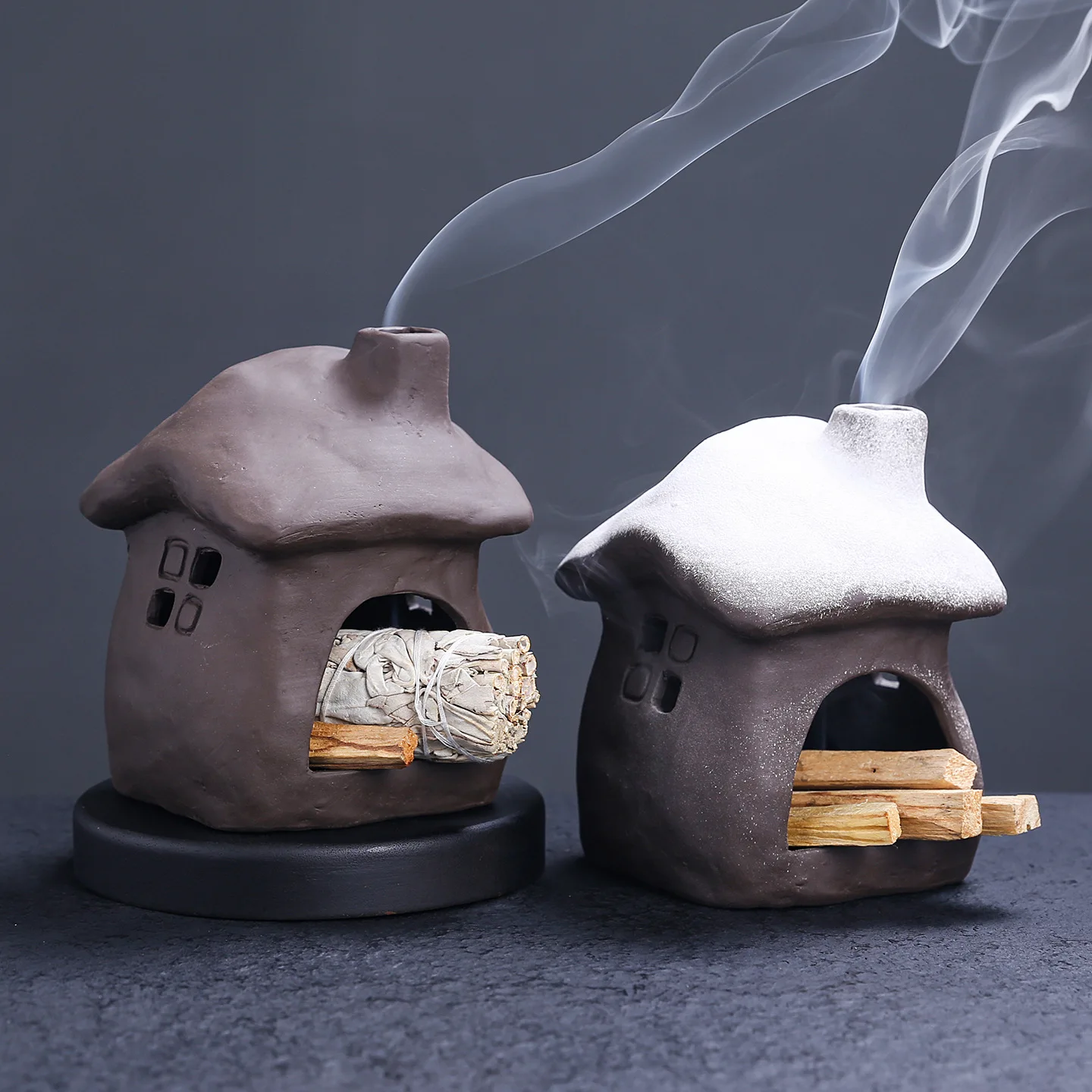 

Ceramic Atmosphere Home Decoration Sage Peruvian Wood Deodorant Burning Stand Mini Small Fireplace House Incense Burner
