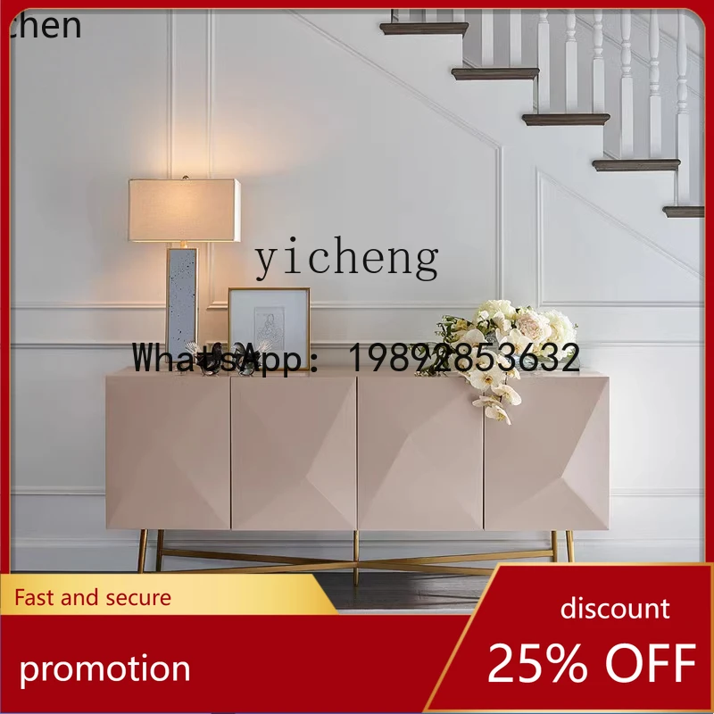 HT light luxury solid wood TV cabinet Nordic audio-visual cabinet Modern simple stainless steel high decorative cabinet