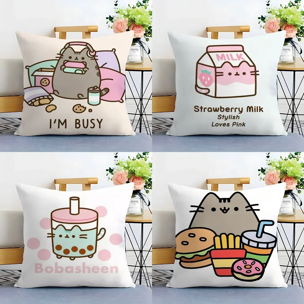 Cute P-PusheenS Cartoon Pillow Case Plush Fabric Soft  Pillowcase Double Sided Print Cushion Cover Household Gifts