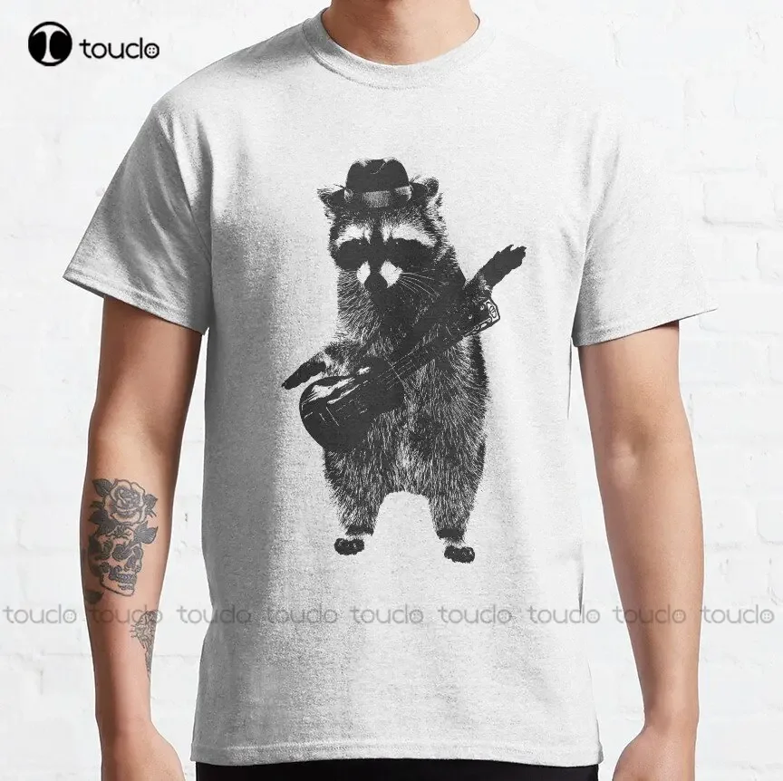 

Raccoon Wielding Ukulele Classic T-Shirt Womens Polo Shirts Custom Aldult Teen Unisex Digital Printing Tee Shirts Xs-5Xl