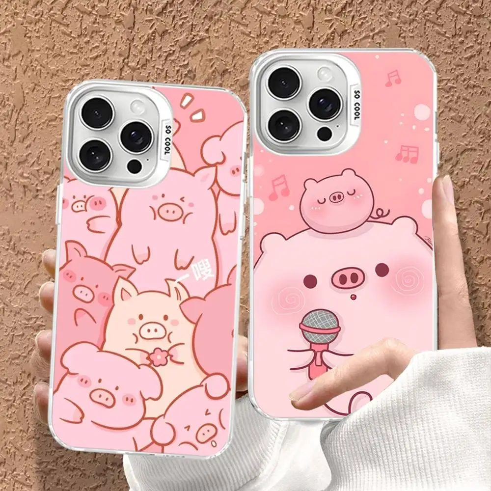 Cartoon The Little Lulu Piggy For IPhone 17 Air Pro Max 16 15 14 13 12 11 Anti Drop Protective Color Phone Case