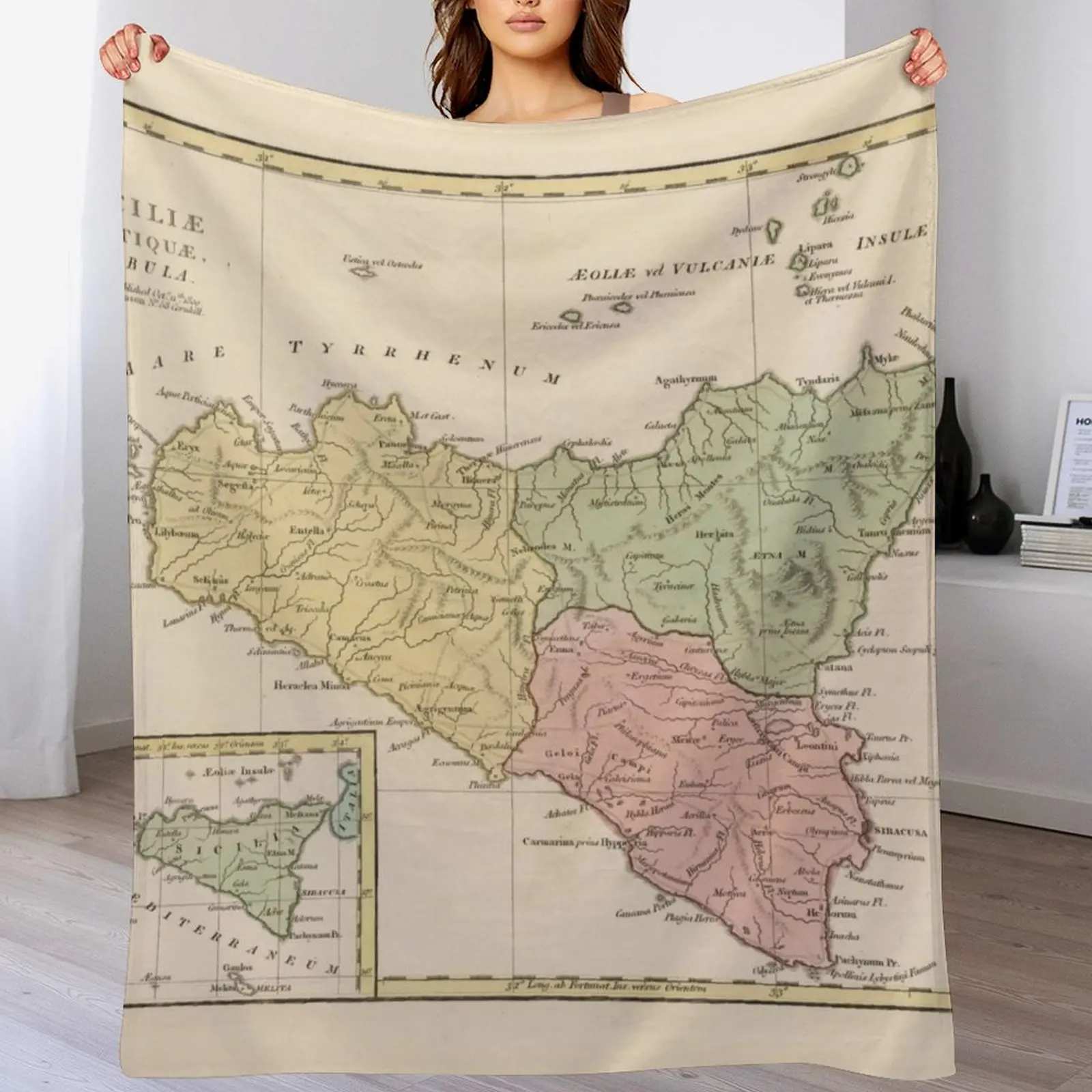 

Vintage Map of Sicily Italy (1800) Throw Blanket christmas decoration manga Picnic for sofa Blankets