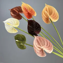 66CM PU Artificial Green Plant Red Palm 3D Hand Feel Fire Crane Little White Palm Guanyin Lotus Home Decoration Wedding Prop