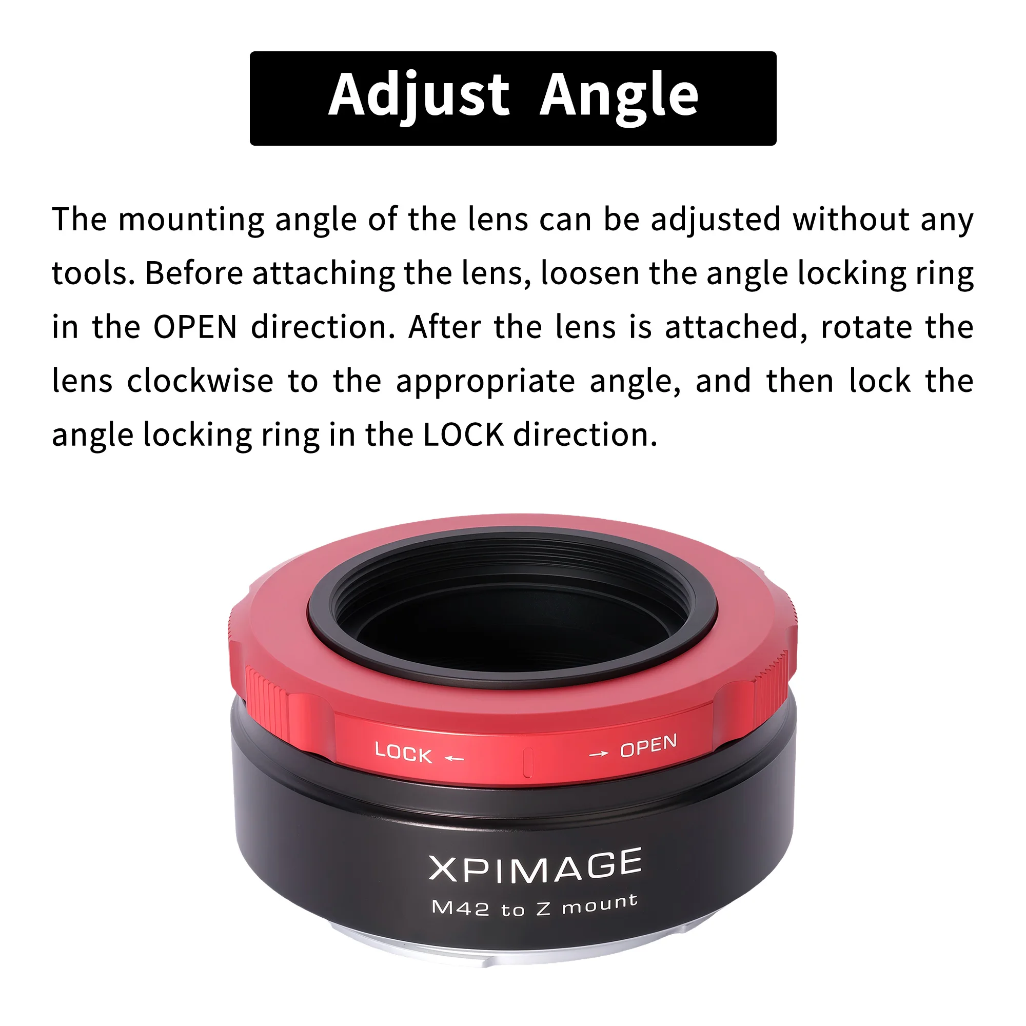 XPIMAGE Lens Mount Adapter Ring for M42*1mm Standard Screw Thread Lenses to Nikon Z RED Cinema Cameras Z5 Z6 Z7 Z8 Z9