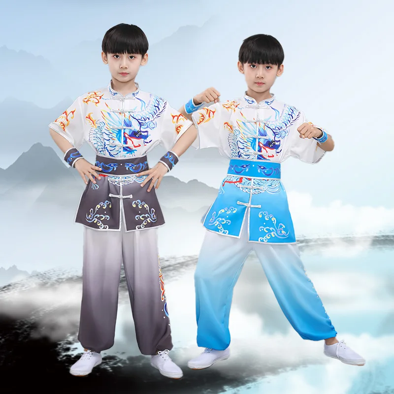 

Neutral clothing100-180cm Chinese Traditional New Year Costumes Wushu Kung Fu Uniform Children Adult Man Performance hanfu