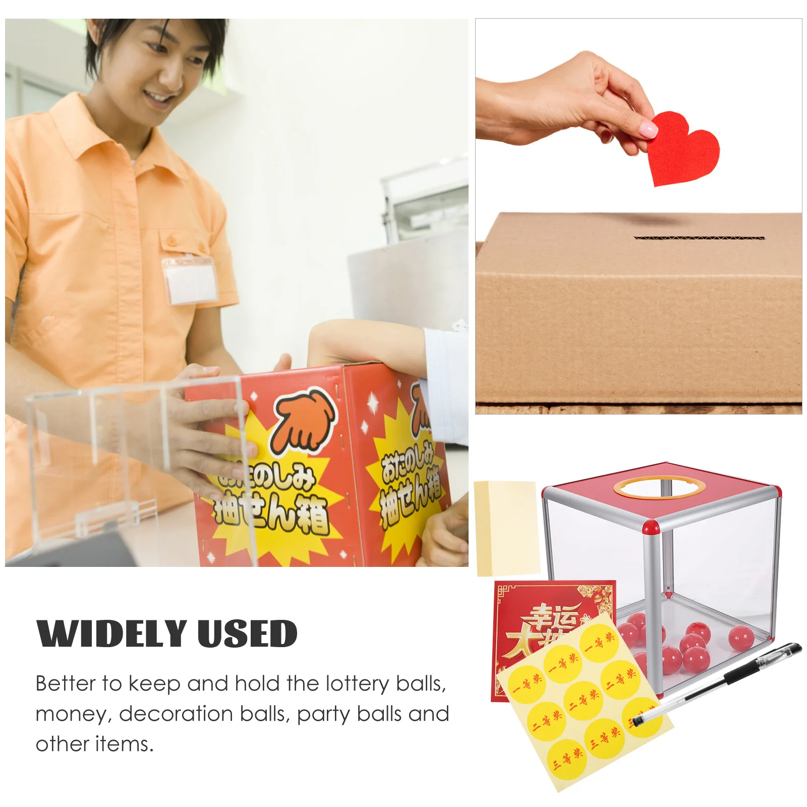

Multifunctional Lottery Box Raffle Ticket Holder Donation Container Clear Window Smooth Surface Plastic Cubic for Cards