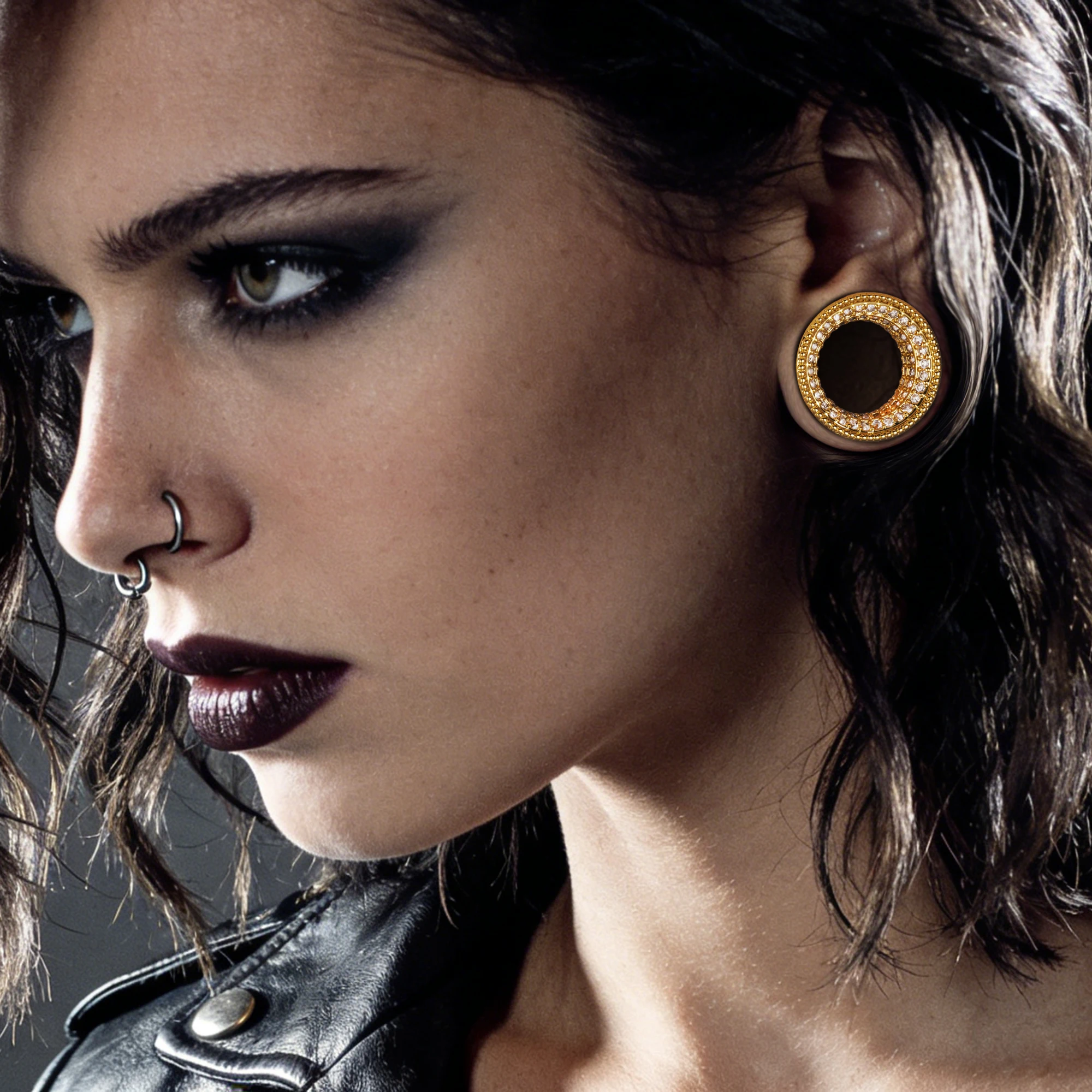 Doearko 2PCS Shiny Rhinestone Ear Tunnels Plugs 316L Stainless Steel Hypoallergenic Double Flared Ear Gauges Piercing Jewelry
