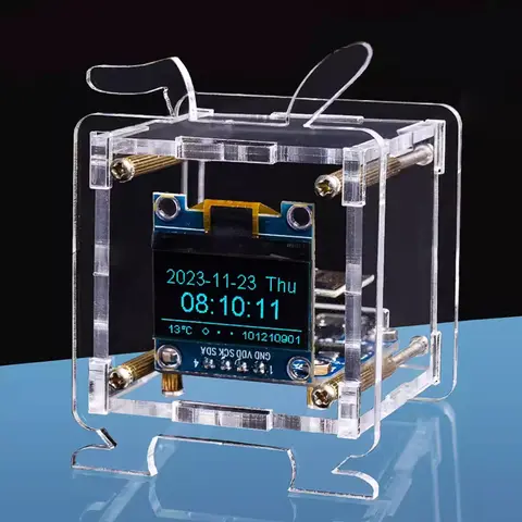 ESP8266 DIY Digital Clock Kit 0.96 Inch OLED Display Electronic Multifunctional Weather Station with Shell DIY Soldering Project