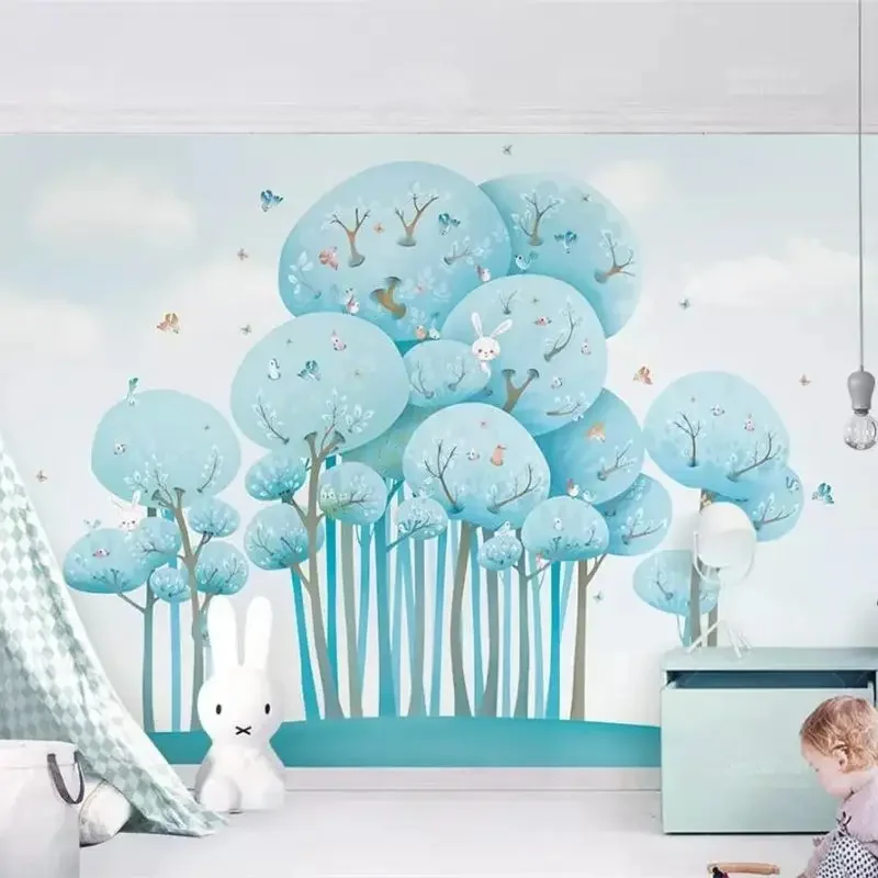 

Custom wallpaper 3d photo murals forest girl hand painted wood living room Hotel TV background wall painting 3d papel de parede