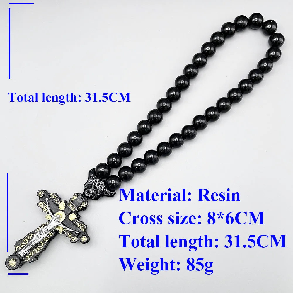 GS138-11 Necklace Cross Holy Christ Jesus Resin Paintings Exquisite Beads Redemption Religious Decoration 3D Stereo Car Pendants