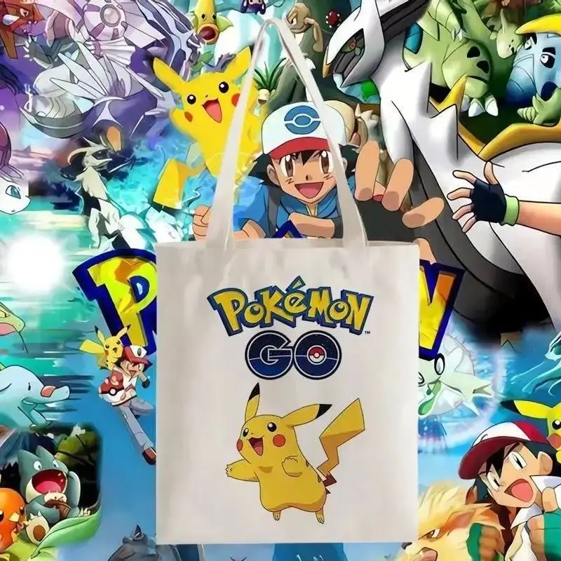 

Женская сумка с рисунком Пикачу, милая модная сумка на плечо Pok É Mon, экологически чистая портативная сумка большой емкости для покупок для отдыха