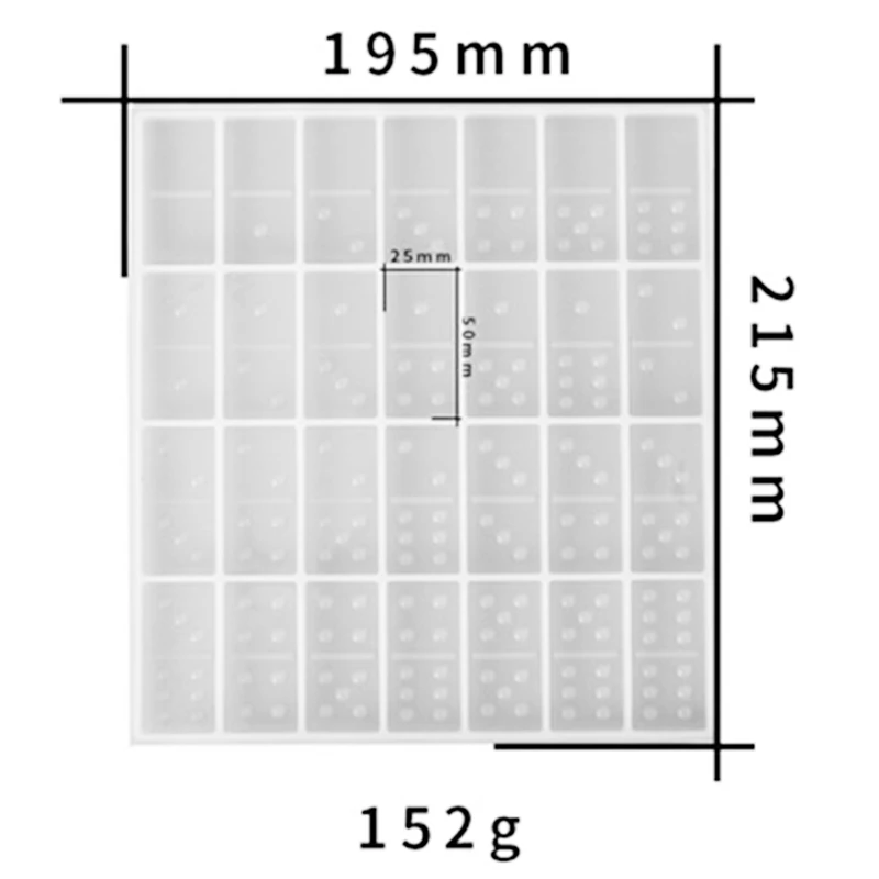 Molde de resina de silicone para dominó profissional, adequado para fundição de resina, jogos de dominó, joias de resina