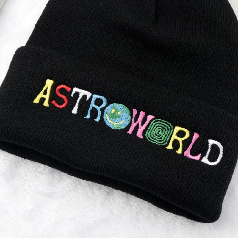 Beanie ASTROWORLD Knitted Hat Embroidery Astroworld Ski Warm Winter Unisex Skullies Beanies