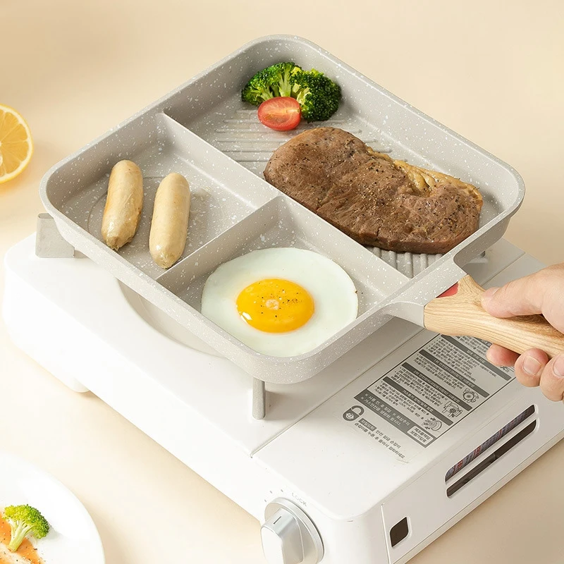 Poêle à frire multi-usages en alliage d'aluminium, poêle à œufs frits, poêle à steak, durable
