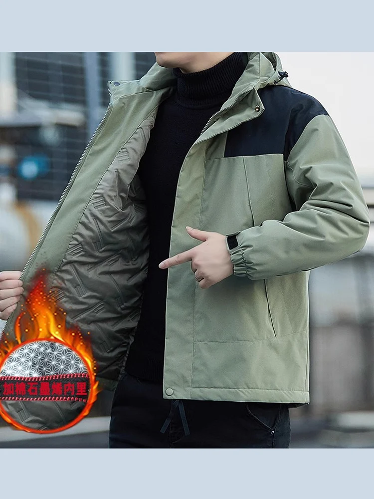 

Мужское пуховое зимнее пальто Jaet Thiened, хлопковая спецодежда, украшенное молнией, антиветер, молодежное пальто для альпинизма...