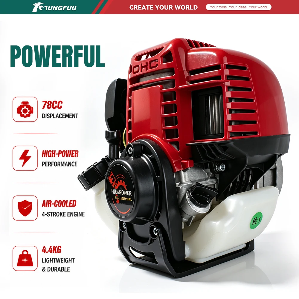 TUNGFULL GX35 Petrol Engine 78cc 4 Stroke Air-Cooled High Power Motor for Brush Cutter Trimmer Sprayer Replacement Part