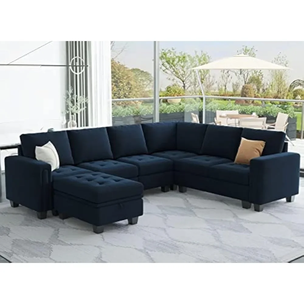 

Modular Sectional Sofa with Storage Ottoman 6 Seater L Shaped Couch with Reversible Chaise Convertible Corner Sectional Couch