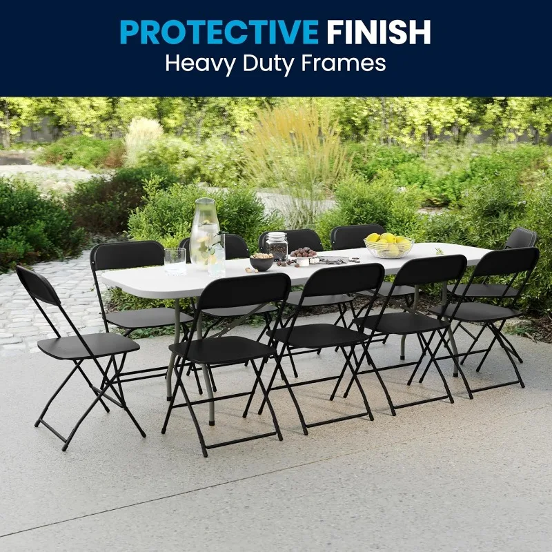 8' Plastic Bi-Fold Training Table Set with 10 Folding Chairs