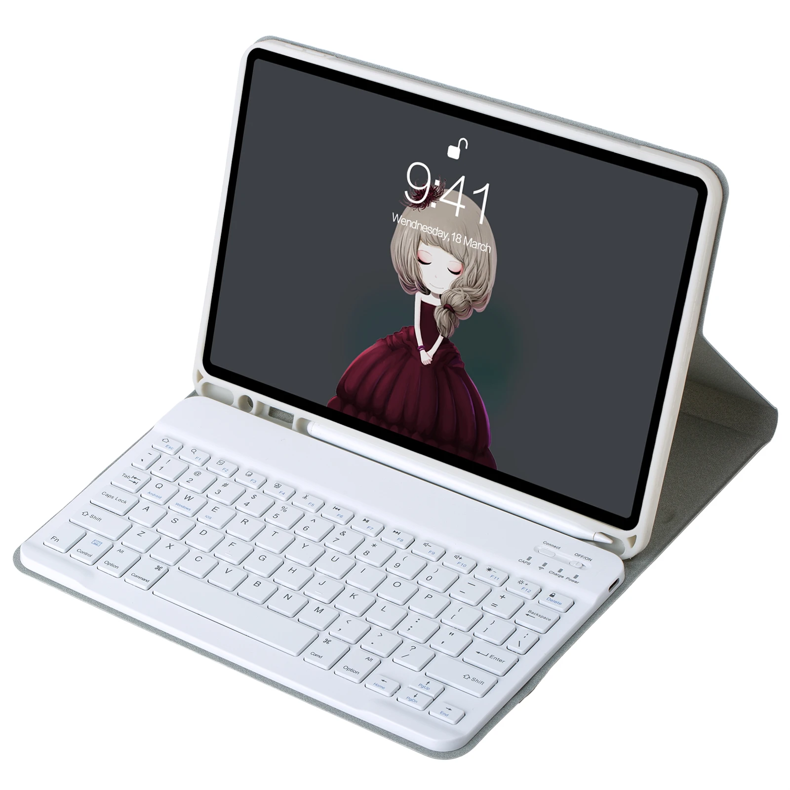 Custodia tablet A102B per iPad 10.2 (2021) / (2020) / (2019) / Air 10,5 pollici (2019) / Pro Custodia in pelle da 10,5 pollici (2017) con tastiera