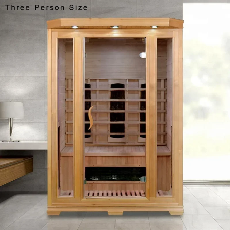 Luxury Solid Wood Family 3 Person Ceramic Infrared Heater Tube Dry Sauna Room