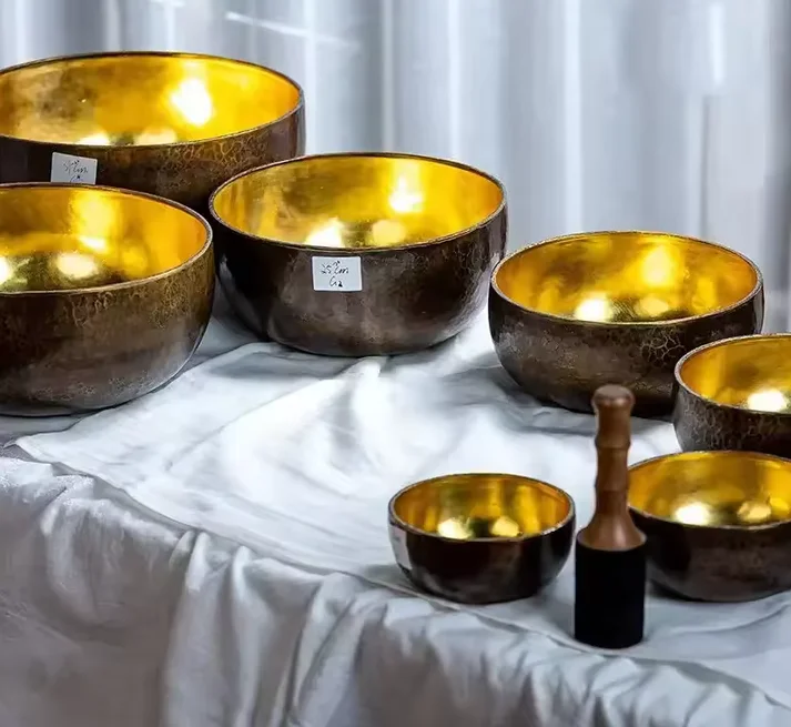 Hand hammered Tibetan Singing Bowl Brass Zijin Bowl Yoga Meditation Sound Healing Stress Relief Spiritual Gift,14cm to 26cm