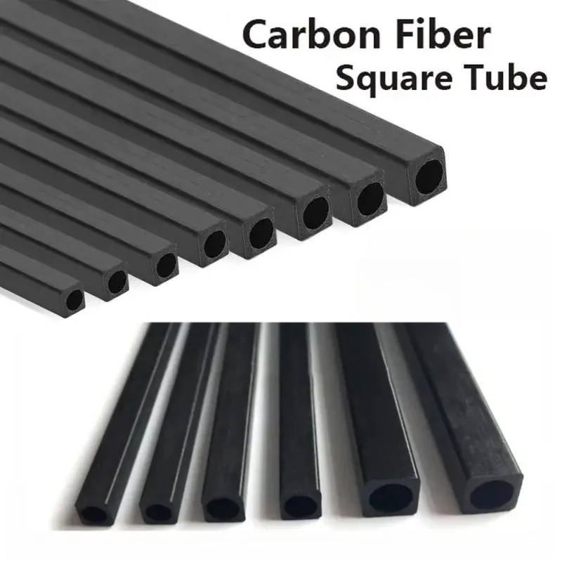 Carbon Fiber Square Tube OD 2-10mm Length 500mm Outer Square Inner Round Hollow Square Tube For Kite Tent RC DIY