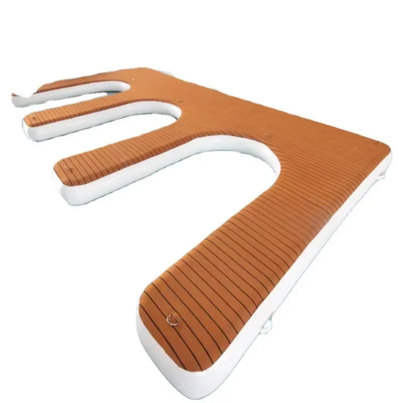 E Shape Inflatable Floating Dock Platform For Jet Ski Yacht Parking Sea Pontoon Boat Water Mat Durable Drop Stitch Design
