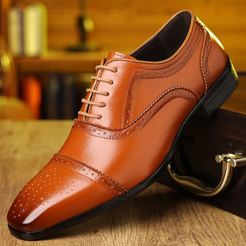 Oxford Shoes Luxury Formal Shoes for Men Handcrafted Carving Brogue Shoes Luxury Man Wedding Shoe Business Office Leather Oxford
