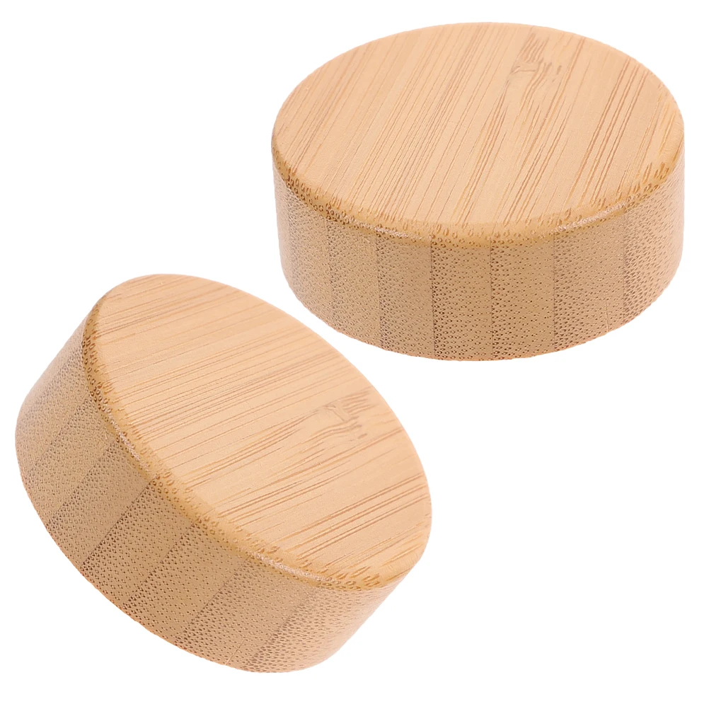 

2 Pcs Seasoning Bottle Bamboo and Wood Lid Covers Candy Jar Lids Replacement Square Glass Jars