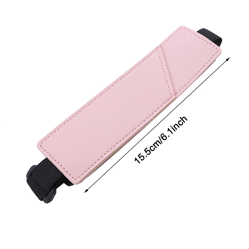 Adjustable Elastic Band Pen Holder Simple Color Adjustable PU Pen Sleeve Pouch Square Students Notebook Book Page Pen Clip