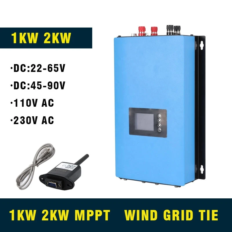 Pure Sine wave 1000W 48V 96v 110v 220v 230v wind on grid inverter built in controller grid tie inverter with wifi LED Display