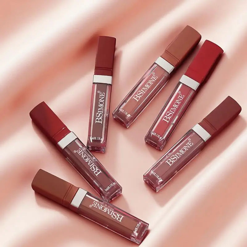 【WHB】BSIMONE 매트 립글로스 리퀴드 립스틱- 롱래스팅 방수, 성인용, 레드톤, 발색 용이