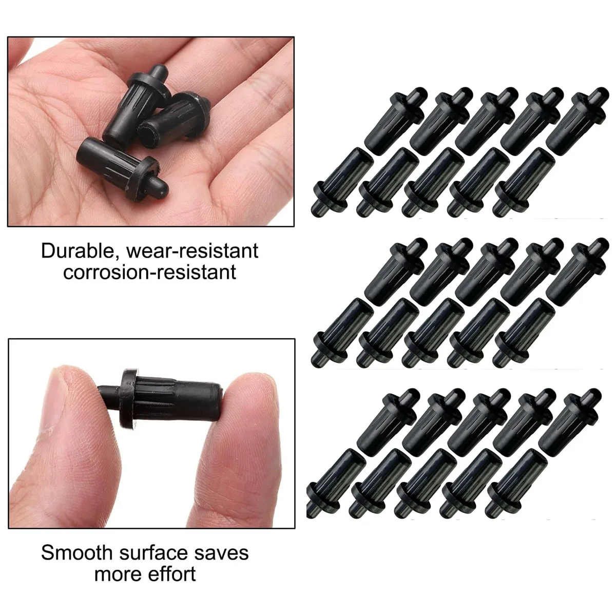 100Pcs Black Plastic Shutters Repair Pin Maintenance Bolt Spring Loaded Replacement Pins For Shutter Door Window Shutter Louver