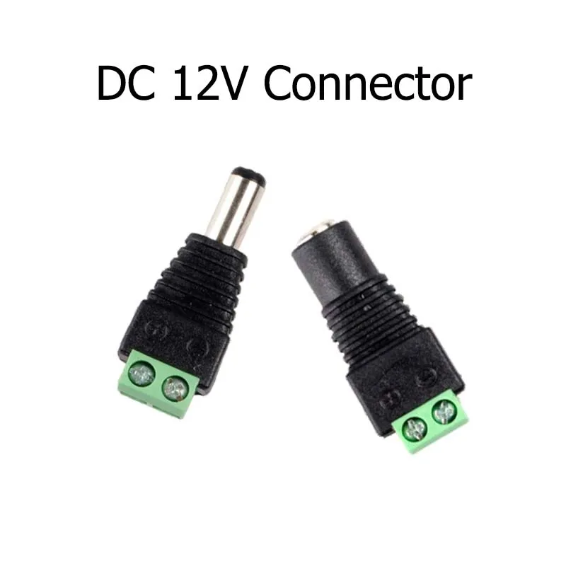 DC 12V Male Female Connector 2.1*5.5mm Power Cable Connectors Power Jacks Adapter Plugs Socket For LED Light CCTV Camera Router