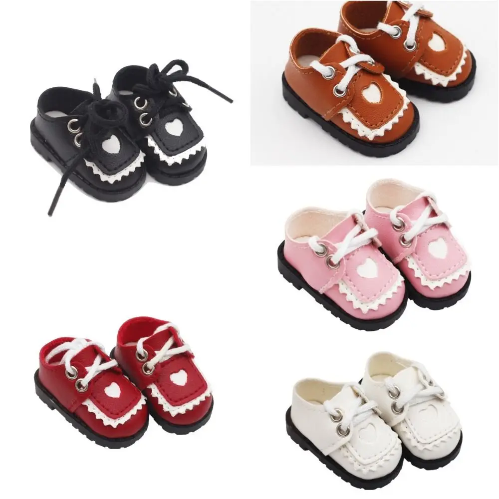 

1 Pair Cute Heart Shaped EXO Cotton Doll Shoes PU Leather Mini 1/6 Bjd Doll Shoes Casual 20cm Leather Shoes 15cm Cotton Doll