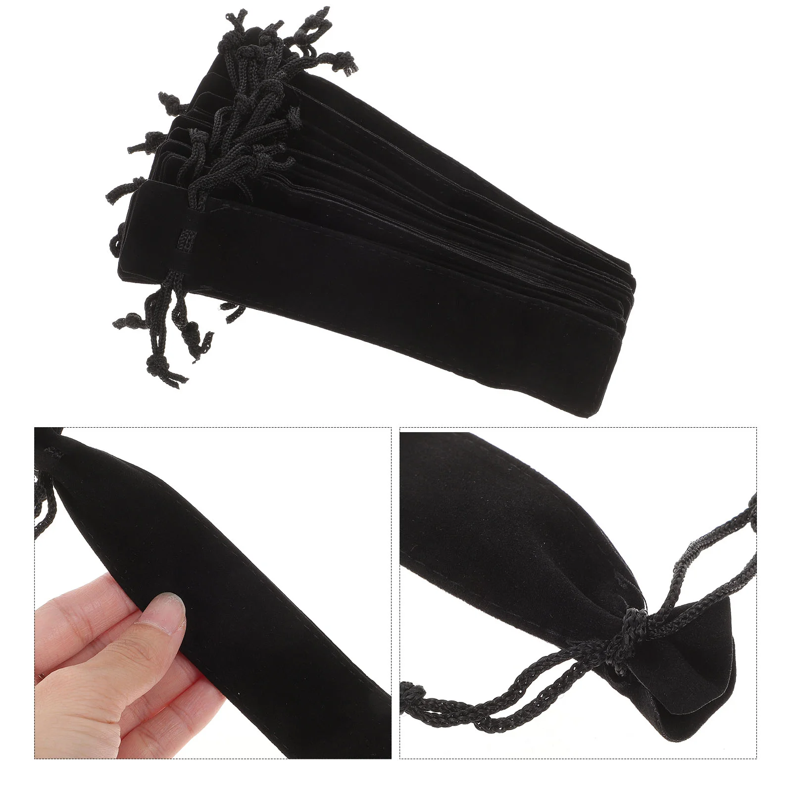 15 Pcs Pencil Case Storage Bags Black Pens Portable Holder Flannel Thick Travel Gift