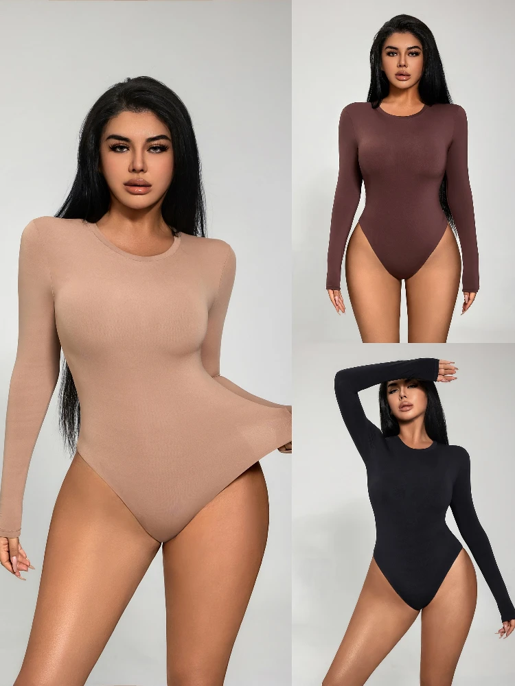 

LAPINKY Slim Fit Long Sve round Ne Piece T-irt Base irt Simple Sli Base Layer Top for Women